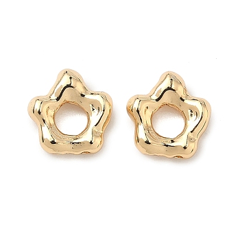 Brass Beads, Flower, Real 18K Gold Plated, 9x9x3mm, Hole: 3.5mm