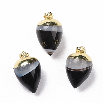 Gemstone Pendant, with Eco-Friendly Brass, Lead Free & Cadmium Free, 25~25.5x15.5~16mm, Hole: 8x4.5mm