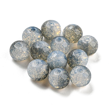 Transparent Spray Painting Crackle Glass Beads, Round, Aqua, 10mm, Hole: 1.6mm, 200pcs/bag