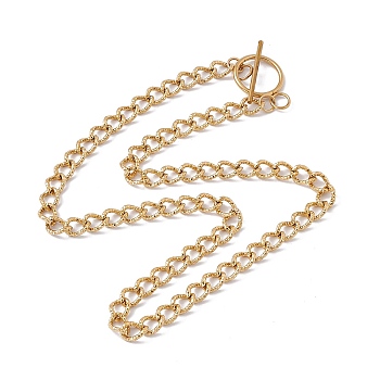 Ion Plating(IP) 304 Stainless Steel Curb Chain Necklace with Toggle Clasps for Women, Golden, 20.67 inch(52.5cm)