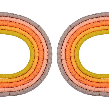 10 Strands 5 Colors Flat Round Eco-Friendly Handmade Polymer Clay Beads, Disc Heishi Beads for Hawaiian Earring Bracelet Necklace Jewelry Making, Orange, 6x1mm, Hole: 2mm, about 380~400pcs/strand, 17.70''(44.95cm), 2 strands/color