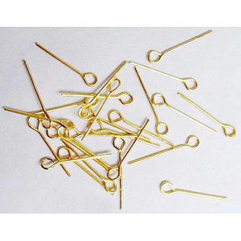 Nickel Free Iron Eye Pin, Golden, Size: about 0.7mm thick, 1.8cm long, hole: 2mm, about 1600pcs/100g
