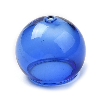 Transparent Glass Bead Cone, for Wind Chimes Making, Half Round, Blue, 20x17mm, Hole: 1.6mm, Inner Diameter: 12.4mm