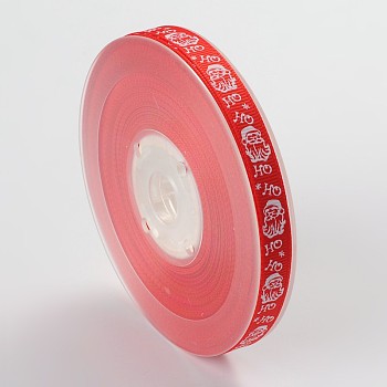 Christmas Theme Polyester Ribbons, Red, 3/8 inch(9mm), about 100yards/roll(91.44m/roll)