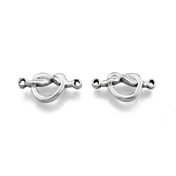 304 Stainless Steel Connector Charms, Heart, Stainless Steel Color, 9x18x3mm, Hole: 1.2mm