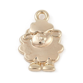 Brass Pendants, Sheep Charms, Real 18K Gold Plated, 16.5x11.5x3mm, Hole: 1.6mm