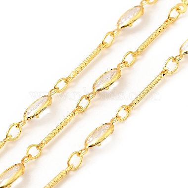Clear Brass+Cubic Zirconia Link Chains Chain