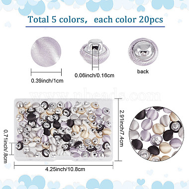 100Pcs 5 Colors 1-Hole Cloth Shank Buttons(BUTT-GF0001-13)-2