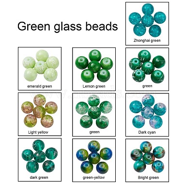 10 Style Spray Painted & Drawbench Transparent & Baking Painted Glass Beads(GLAA-YW0001-26E)-2