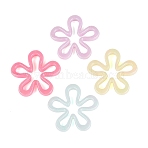 Imitation Jelly Plastic Beads, Flower, AB Color Plated, Mixed Color, 43x44x6.5mm, Hole: 1.8~2mm, about 151pcs/500g(KY-Q010-32)