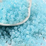 Glass Seed Beads, Imitation Cat Eye, Rondelle, Light Sky Blue, 4x3.3mm, Hole: 1.4mm(X1-SEED-M011-02A-06)