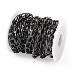 5M Oxidation Aluminum Cuban Link Chains, Unwelded, with Plastic Spool, Gunmetal, 15x9x2mm(CHA-TA0001-31)