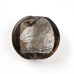 Handmade Silver Foil Glass Beads, Flat Round, Coffee, 19~21x10~12mm, Hole: 1~2mm(SLF20mmY-01)