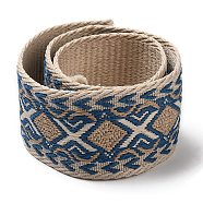 Ethnic Style Embroidery Polyester Ribbons, Jacquard Ribbon, with Rhombus Pattern, Garment Accessories, Steel Blue, 1-1/2 inch(37mm), 5 yards/bag(OCOR-WH0082-45C)