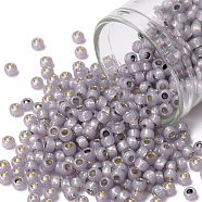 TOHO Round Seed Beads, Japanese Seed Beads, (PF2122) PermaFinish Light Amethyst Opal Silver Lined, 8/0, 3mm, Hole: 1mm, about 222pcs/bottle, 10g/bottle(SEED-JPTR08-PF2122)