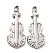 304 Stainless Steel Pendants Cabochon Enamel Settings, Violin, Stainless Steel Color, 30x12x2mm, Hole: 1.8mm(STAS-B024-81P)