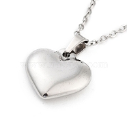 Heart 304 Stainless Steel Pendant Necklaces, Cable Chains Necklaces for Women, Stainless Steel Color, 15.75 inch(40cm), pendant: 16.5x16mm(NJEW-G083-01B-P)