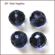 Imitation Austrian Crystal Beads, Grade AAA, Faceted, Teardrop, Prussian Blue, 6mm, Hole: 0.7~0.9mm(SWAR-F067-6mm-20)