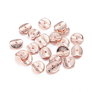 Tibetan Style Alloy Wavy Spacer Beads, Cadmium Free & Nickel Free & Lead Free, Arched Disc, Rose Gold, 9x1mm, Hole: 1mm(X-TIBEP-A11067-RG-FF)