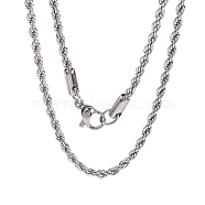 304 Stainless Steel Rope Chain Necklaces, Stainless Steel Color, 17.7 inch(45cm), 2.3mm(X-STAS-M174-014P-B)