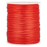 Polyester Rattail Satin Cord, Chinese Knot Cord, for Bracelet Making, FireBrick, 2mm, about 109.36 Yards(100m)/Roll(DIY-WH0569-34A)