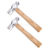 Carbon Steel Ball Hammer, with Wooden Handle, for Jewelry Craft Making, Tan, 15.5x6.1cm(TOOL-WH0133-09)