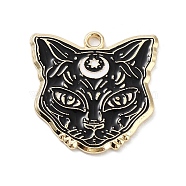 Alloy Enamel Pendants, Golden, Cat Shape, 25x25x1mm, Hole: 2mm(X-PALLOY-P301-01E-G)