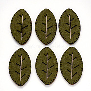 Faux Suede Patches, Costume Ornament Accessories, for Magic Tape Hair Clip Making, Leaf, Dark Olive Green, 49x28x3mm(X-FIND-R075-08)