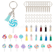 DIY Lollipop Keychain Making Kit, Including Polymer Clay Big Pendants, Faux Suede Tassel Pendant Decorations, Iron Split Key Rings, Mixed Color, 66Pcs/box(DIY-OC0011-94)