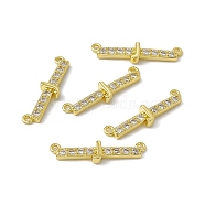 Rack Plating Brass Micro Pave Clear Cubic Zirconia Connector Charms, Real 18K Gold Plated, Long-Lasting Plated, Cadmium Free & Nickel Free & Lead Free, Letter Links, Letter.J, 6.5x24x3mm, Hole: 1.2mm(KK-C007-37G-J)