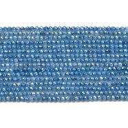 Cubic Zirconia Bead Strands, Faceted Rondelle, Steel Blue, 2mm, Hole: 0.6mm, about 187pcs/strand, 14.76 inch(37.5cm)(ZIRC-C006-01A-13)