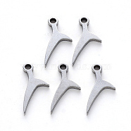 304 Stainless Steel Charms, Laser Cut, Dolphin Fishtail, Stainless Steel Color, 13x8x1mm, Hole: 1.4mm(STAS-N092-28)