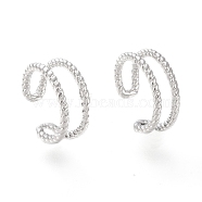 Brass Cuff Earrings, Platinum, 11x10.5x4.5mm, Inner Diameter: 7.5mm(EJEW-I249-18P)