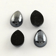Pearlized Plated Opaque Glass Cabochons, teardrop, Black, 7x4x3mm(PORC-S778-4x7-12)