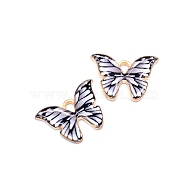 Alloy Enamel Pendants, Butterfly Charms, Light Gold, White, 21x15mm(ANIM-PW0001-034D)