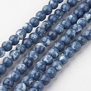Natural Ocean White Jade Bead Strands, Round, Dyed, Royal Blue, 6mm, Hole: 1mm, about 73pcs/strand, 15.9 inch(405mm)(G-G916-6mm-05)