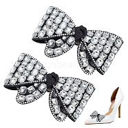 WADORN 2Pcs Acrylic Rhinestone & Polyester & Iron Shoe Decorations, Bowknot Shoe Buckle Clips, Crystal, 100x50x23mm(DIY-WR0004-11)