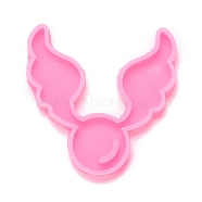 Ball with Wing Pendant Silicone Molds, Resin Casting Molds, for UV Resin & Epoxy Resin Jewelry Making, Hot Pink, 74x69x8mm, Hole: 13x2.5mm, Inner Diameter: 70x25mm(DIY-M034-19)