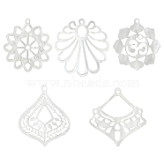 SUPERFINDINGS 30Pcs 5 Style Opaque Acrylic Pendants, Imitation Shell, Hollow, Mixed Shapes, Creamy White, 25~28.5x24~27x2mm, Hole: 1.2mm, 6pcs/style(FIND-FH0003-82)