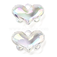 UV Plating Acrylic Pendants, Iridescent, Heart, Clear, 27.5x39x11.5mm, Hole: 5.2x5.2/5x2mm(OACR-S139-01)