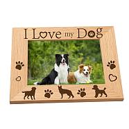 Rectangle with Dog & Word Wooden Photo Frames, with PVC Clear Film Windows, for Pictures Wall Decor Accessories, Saddle Brown, 168x218mm(AJEW-WH0292-005)