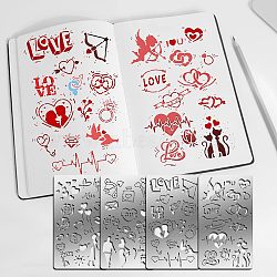 Fingerinspire 4Pcs 4 Style 304 Stainless Steel Cutting Dies Stencils, for DIY Scrapbooking/Photo Album, Decorative Embossing DIY Paper Card, Stainless Steel Color, Valentine's day Themed Pattern, 17.7x10.1cm, 1pc/style(DIY-FG0002-16)