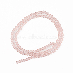 Glass Beads Strands, Faceted, Rondelle, Pink, 6x5mm, Hole: 1mm, about 85~88pcs/strand, 16.1~16.5 inch(41~42cm)(EGLA-A034-T6mm-D22)