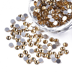 Glass Flat Back Rhinestone Cabochons, Back Plated, Faceted Half Round, Lt.Col.Topaz, SS16, 3.8~4x1.5mm, about 1440pcs/bag(RGLA-S002-16SS-07)