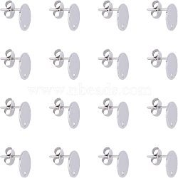 304 Stainless Steel Stud Earring Findings, with Loop and Flat Plate, Flat Round, Stainless Steel Color, 10x1mm, Hole: 1.5mm, Pin: 0.8mm, 40pcs/box(STAS-UN0016-05B-P)