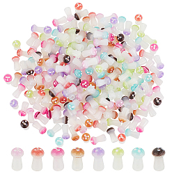 240Pcs 8 Colors Opaque Glass Beads, Mushroom, Mixed Color, 8x4.5mm, Hole: 1mm, 30pcs/color(GLAA-OC0001-37)