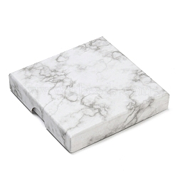 Square Marble Cardboard Paper Jewelry Box, with Sponge Inside, for Necklace and Earring Packaging, WhiteSmoke, 90x90x16mm, Inner Diameter: 85x85mm(CON-D014-01C-03)