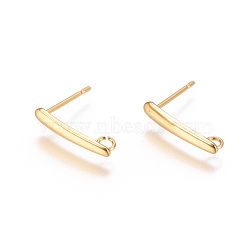 Vacuum Plating 304 Stainless Steel Ear Stud Components, with Loop, Golden, 15x3mm, Hole: 1.8mm, Pin: 0.7mm(STAS-I120-18A-G)