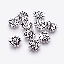 Tibetan Style Alloy Sun Beads, Cadmium Free & Nickel Free & Lead Free, Antique Silver, 17x6mm, Hole: 2mm(X-TIBEP-GC188-AS-NR)