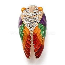 Zinc Alloy Enamel Rhinstone Brooches, Golden, Insects, 33x17mm(JEWB-V001-03B)